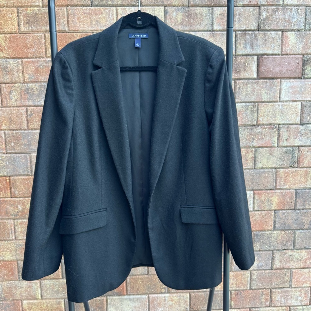 Land's End Women Wool & Cashmere Blend
Blazer Jacket Coat Elegant Black Sz 14 US